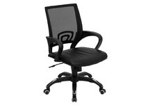 Mid-Back Black Mesh Computer Chair with Black Leather Seat