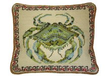 Crab Needlepoint Pillow