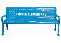 perforated steel logo bench