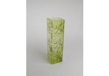 Tall Glass Vase with blownout daisies-Lime green
