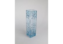 Tall Glass Vase with blownout daisies-Aquamarine