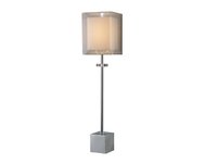 Sligo Buffet Lamp in Chrome with Silver Organza Outer Shade and White Inner Shade Sligo Buffet Lamp in Chrome with Silver Organza Outer Shade and White Inner Shade