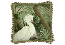 Snowy Egret Needlepoint Pillow