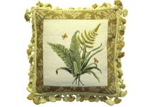 Fern and Butterflies Needlepoint Pillow