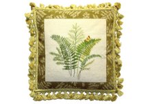 Fern and Butterfly Needlepoint Pillow