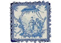 Blue Chinese Fishwoman Needlepoint Pillow