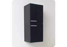 Fresca Black Bathroom Linen Side Cabinet w/ 2 Storage Areas