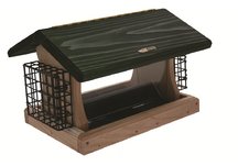 5 Qt. Hopper Bird Feeder with 2 Suet Cages-Green Roof