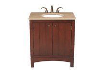 Charleston Single Sink Vanity with Travertine Marble Top