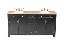 Vesta Double Sink Vanity with Travertine Marble Top