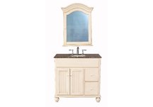 Snow White Single Sink Vanity with Baltic Brown Granite Top And Mirror