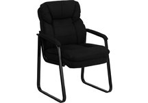 Black Microfiber Executive Side Chair with Sled Base