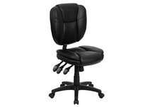 Mid-Back Black Leather Multi-Functional Ergonomic Task Chair