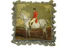 equestrian pillow, equestrian needlepoint pillow