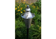 Kona Deluxe series hammered nickel patio torch with hardwood ground pole