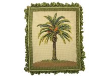 Island Palm Needlepoint Pillow