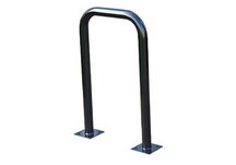 bike rack, commercial bike rack, pad mount, galvanized pad mount, trailside bench, recycled park ben