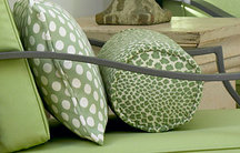 custom bolster pillows, custom designer outdoor pillows, sunbrella, outdura, 100% acrylic fabrics, l