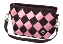 Maggie Bags Chocolate/Light Pink Seatbelt Hobo Bag