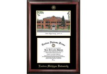 Eastern Michigan University Gold embossed frame with limited edition lithograph