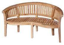 monet curved teak bench, monet benches, banana bench, teak bench, teak benches, wood bench