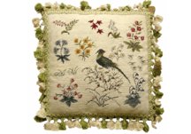 Old World Bird and Floral Needlepoint Pillow