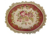 Oval Roses Needlepoint Pillow