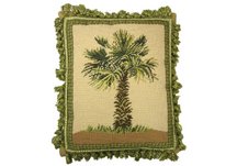 Pacific Palm Tree Needlepoint Pillow