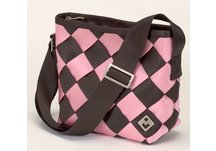 Maggie Bags Chocolate and Light Pink Small Seatbelt Messenger Bag