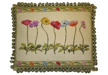 Poppies Floral Needlepoint Pillow