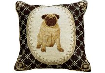 Pug Dog Needlepoint Pillow