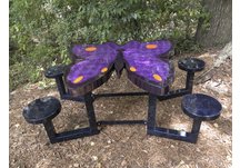 Picnic Table Butterfly 54 purple top with orange dots black legs & seat