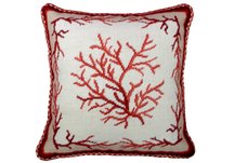 Red Coral Needlepoint Pillow