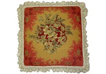 Red Flower Needlepoint Pillow