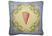 Red Shell Needlepoint Pillow