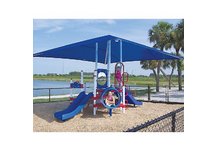 Red, White and Blue Preschool Playground with Canopy Red, White and Blue Preschool Playground with Canopy