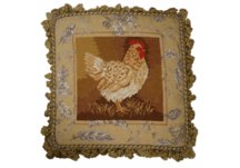Barnyard Rooster Needlepoint Pillow