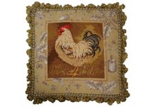Barnyard Rooster Needlepoint Pillow