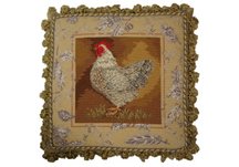 Barnyard Rooster Needlepoint Pillow