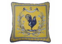 Blue and Yellow Rooster Needlepoint Pillow