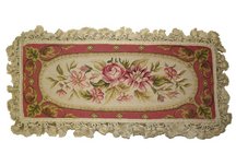 Rose Neckroll Needlepoint Pillow