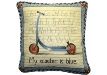 Vintage Scooter Needlepoint Pillow