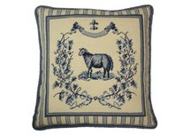 French Country Blue Sheep Needlepoint Pillow