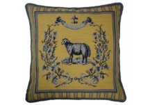 Blue and Yellow Sheep Needlepoint Pillow