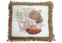 Sea Shell Cluster Needlepoint Pillow