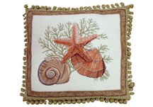 Sea Shells Petit Point Needlepoint Pillow