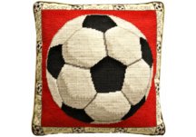 Vintage Soccer Ball Needlepoint Pillow