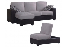 2-Piece Sofa Set - Gray Fabric & PVC