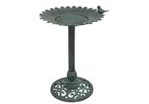Verdigris Sunflower Birdbath