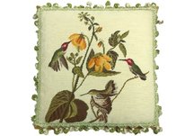 Three Hummingbirds Needlepoint Pillow